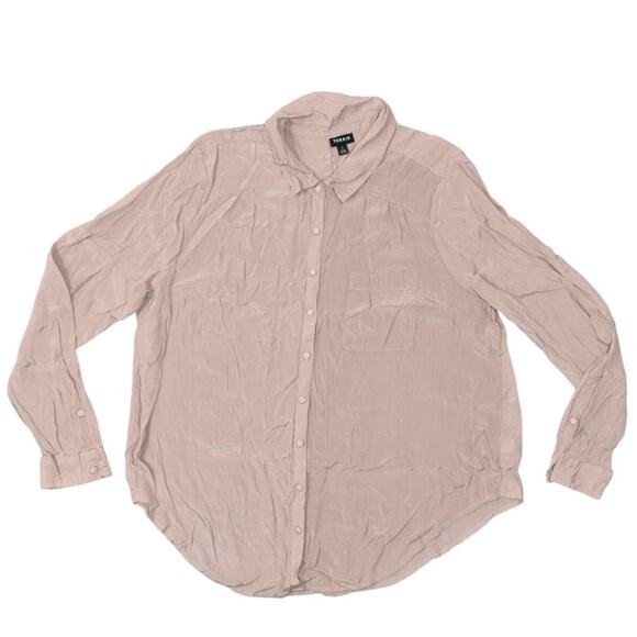 Torrid Women's Plus Size 1 Pink Viscose Button-Up Top Long Sleeve Solid - Picture 1 of 7